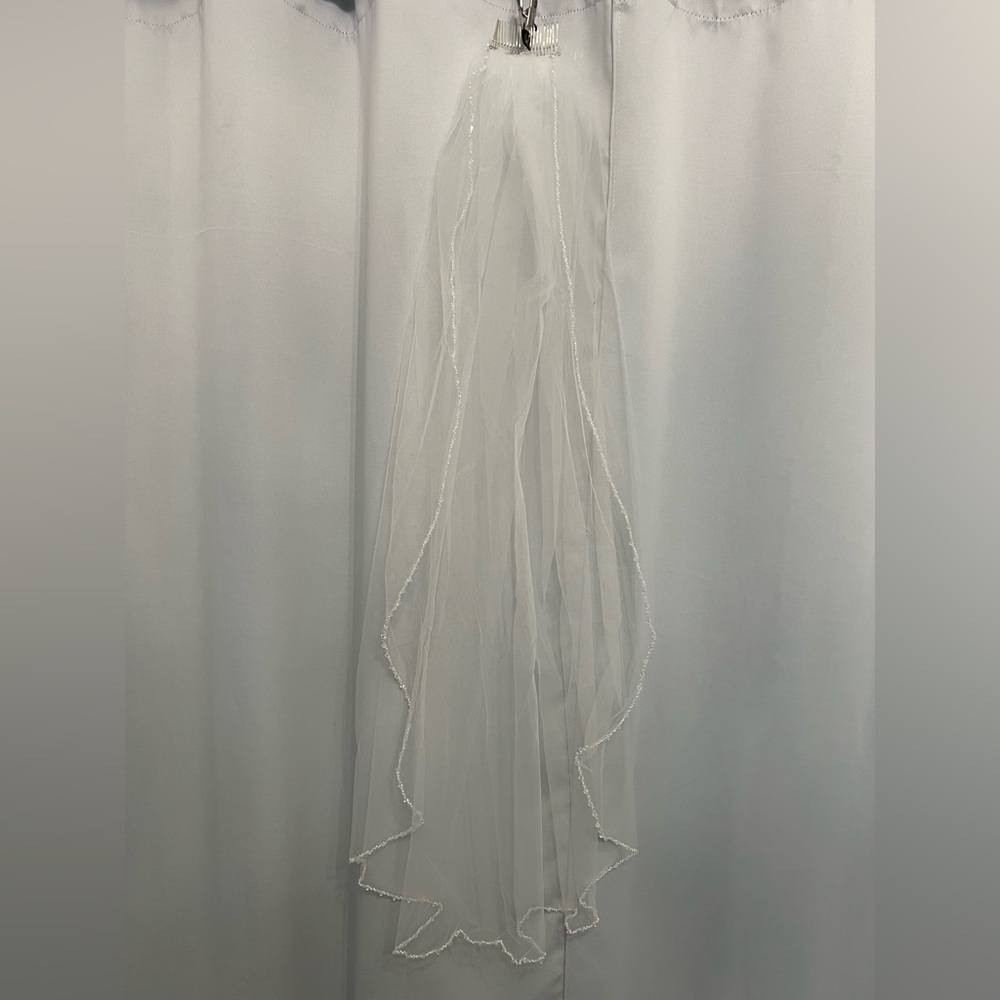 42 inch tulle veil with crystal and pearl trim